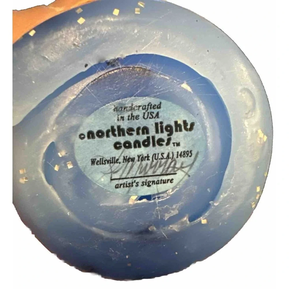 Vintage Northern Lights Candle Wizard Blue Birthday‎ Cupcake Artist Signed